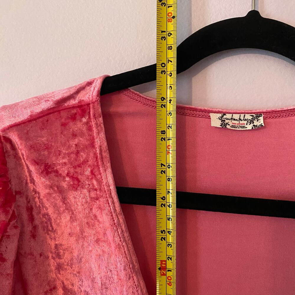 Free People Intimately Don't You Wish Pink Crushed Velvet Puff Sleeve Bodysuit - Picture 10 of 11